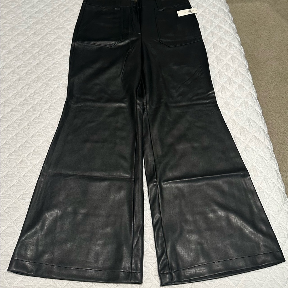 Anthropologie Maeve Black Faux Leather Trousers